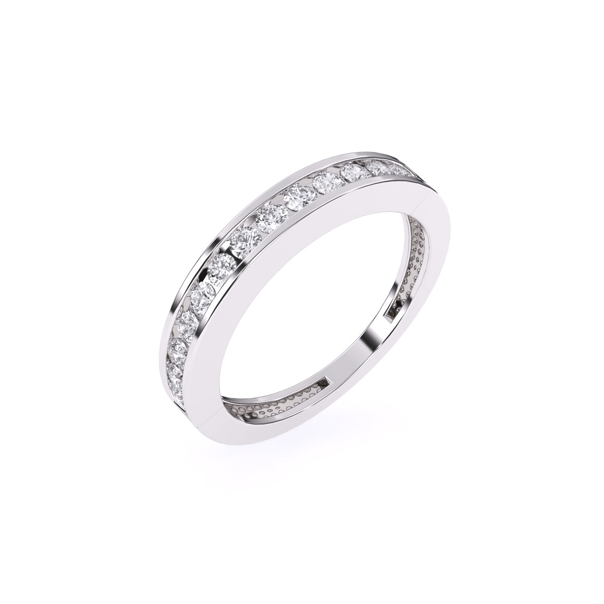 Channel Set Round Diamond Half Eternity Band