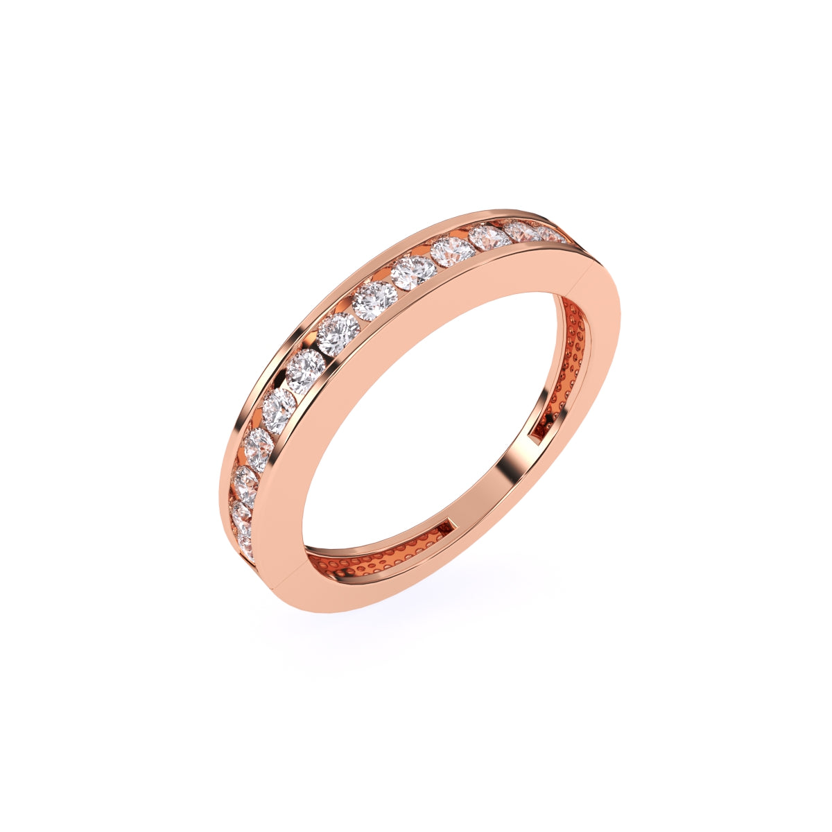 Channel Set Round Diamond Half Eternity Band