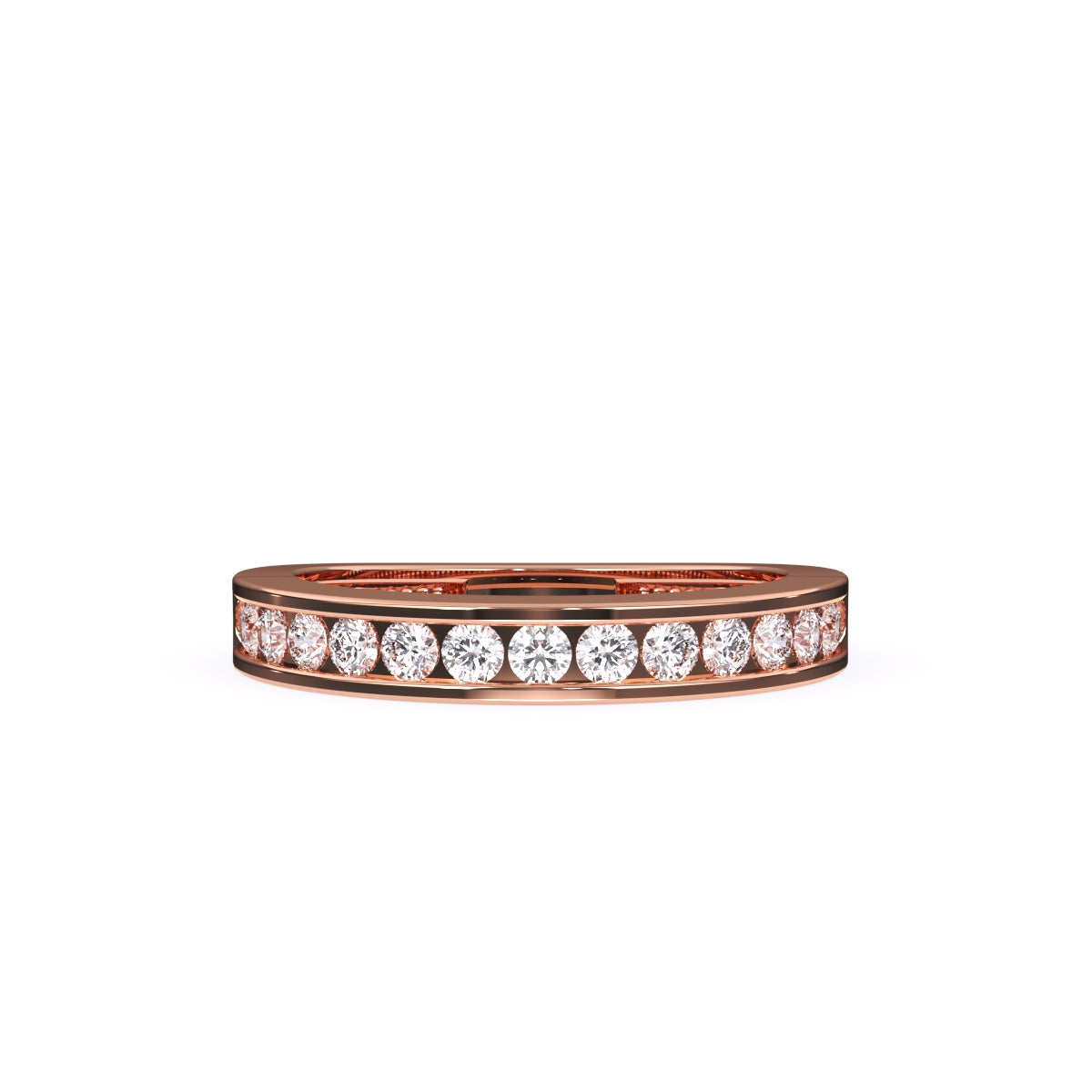 Channel Set Round Diamond Half Eternity Band