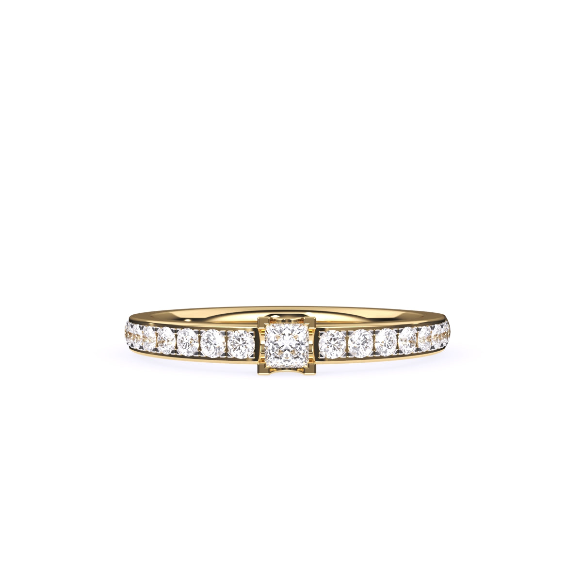 Princess Diamond Solitaire With Accent Tiny Ring