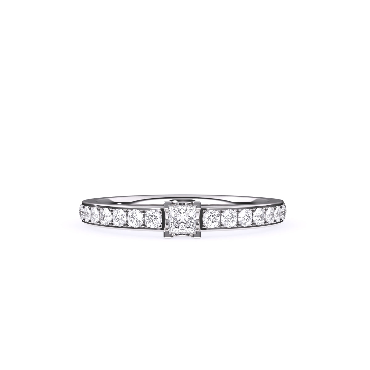 Princess Diamond Solitaire With Accent Tiny Ring