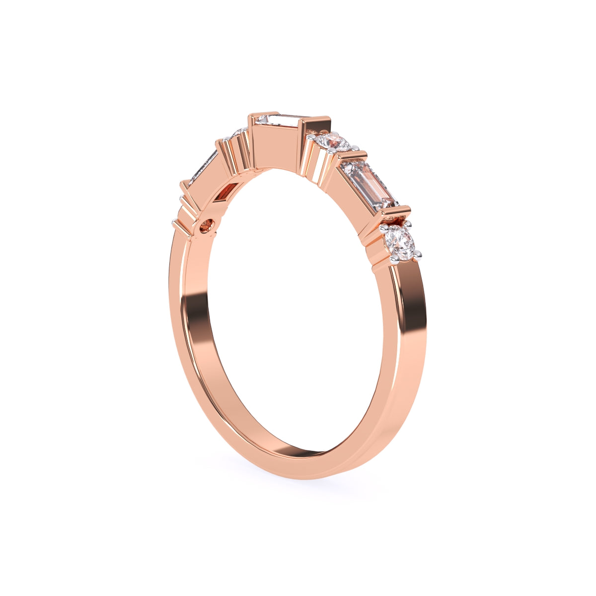 Baguette & Round Lab Grown Diamond Stacking Band