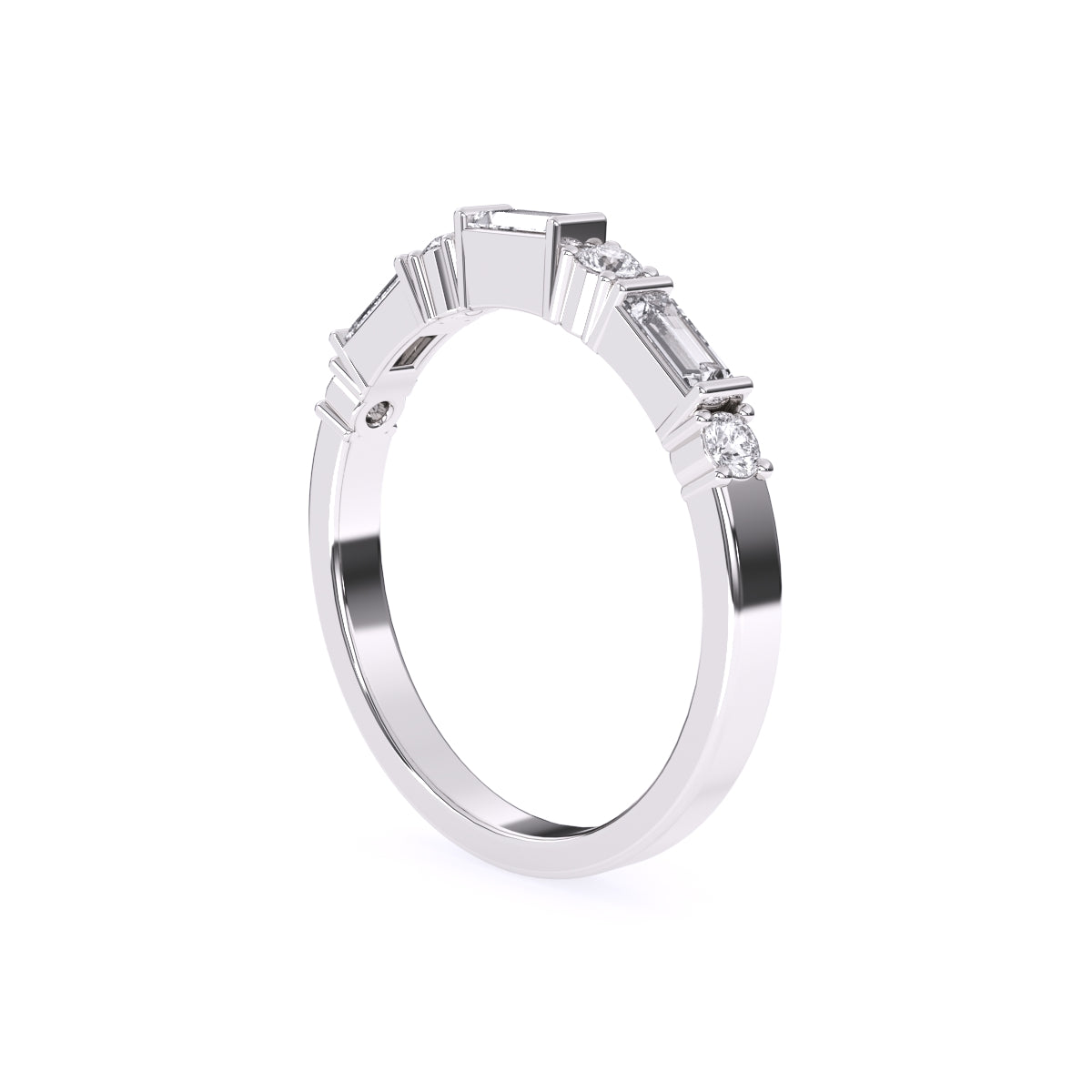 Baguette & Round Lab Grown Diamond Stacking Band