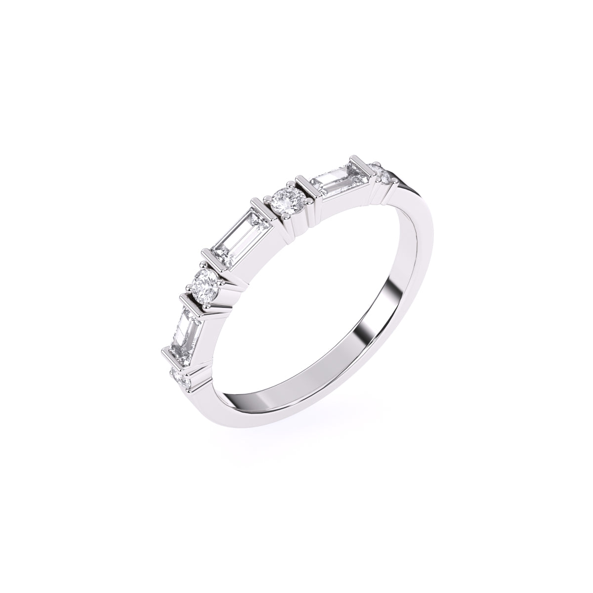 Baguette & Round Lab Grown Diamond Stacking Band