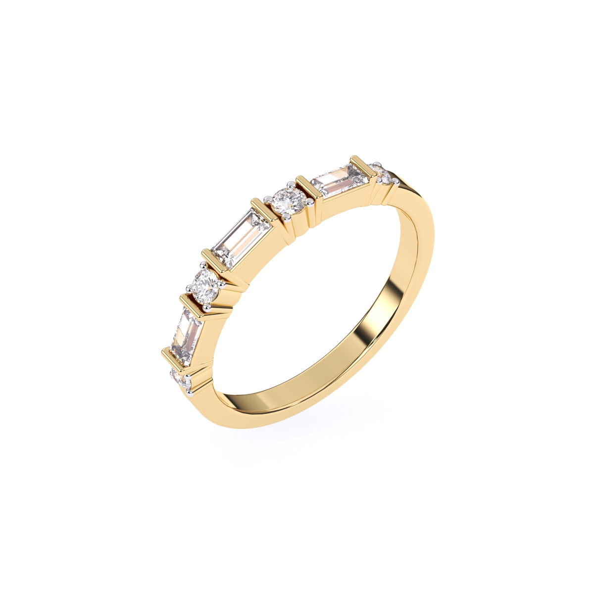 Baguette & Round Lab Grown Diamond Stacking Band