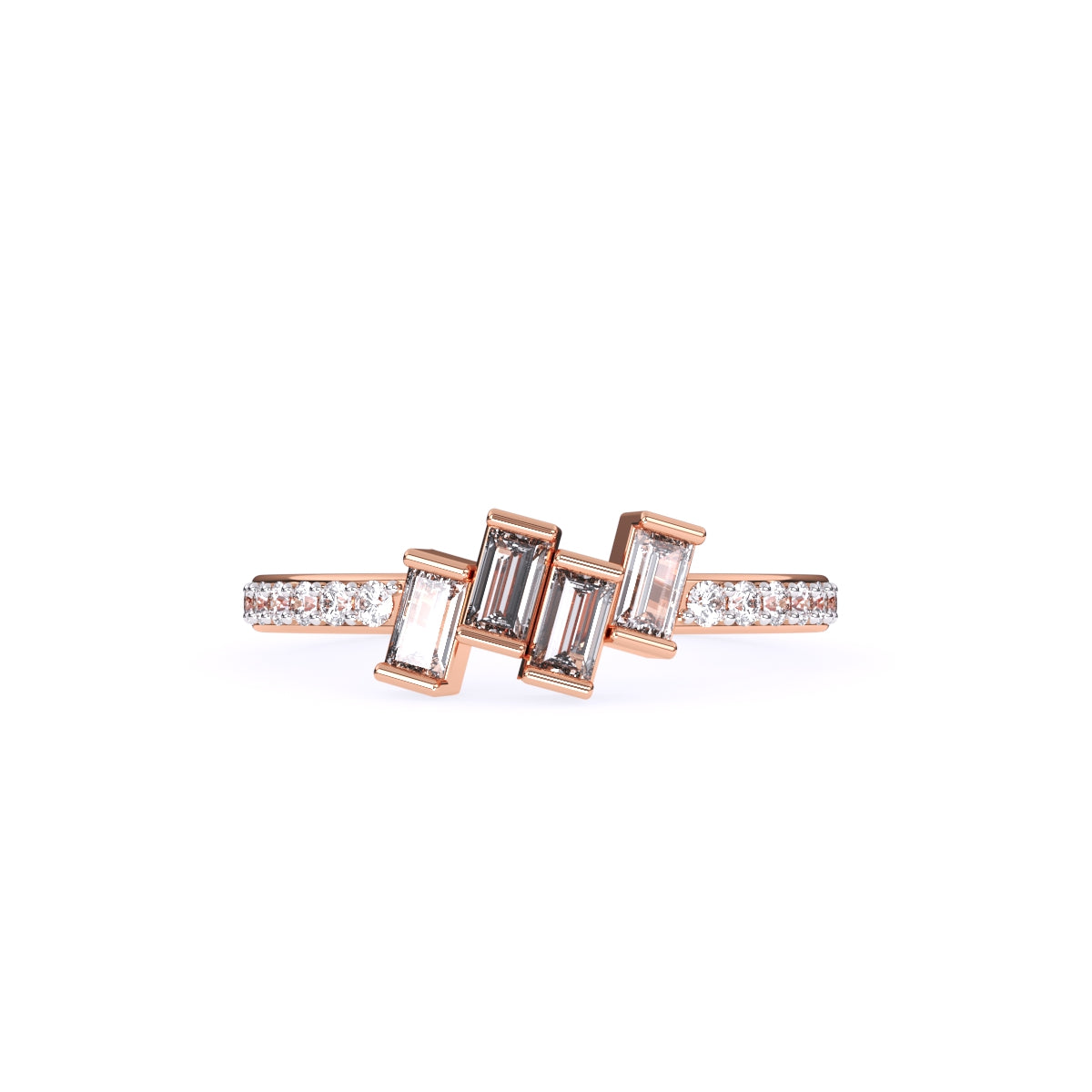 Baguette And Round Diamond Minimalist Ring