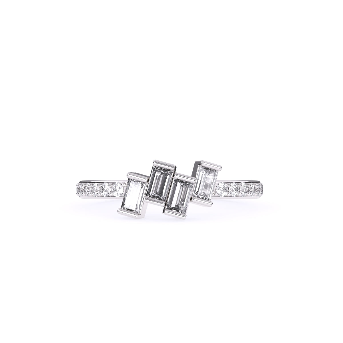 Baguette And Round Diamond Minimalist Ring