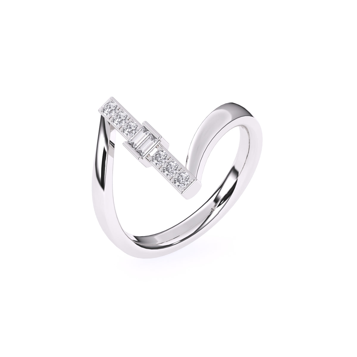 Tiny Baguette Diamond Bar Ring Gift For Daughter