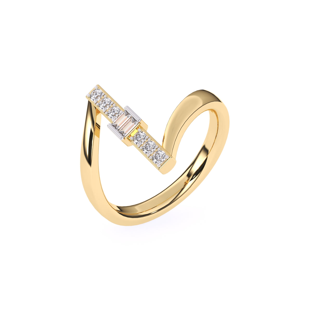 Tiny Baguette Diamond Bar Ring Gift For Daughter
