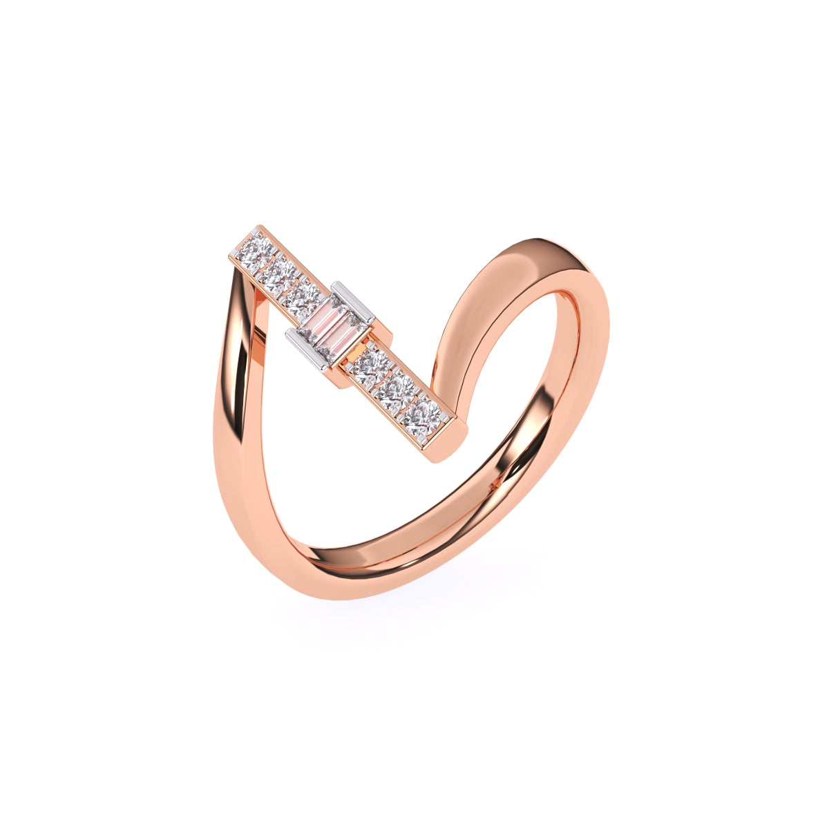Tiny Baguette Diamond Bar Ring Gift For Daughter