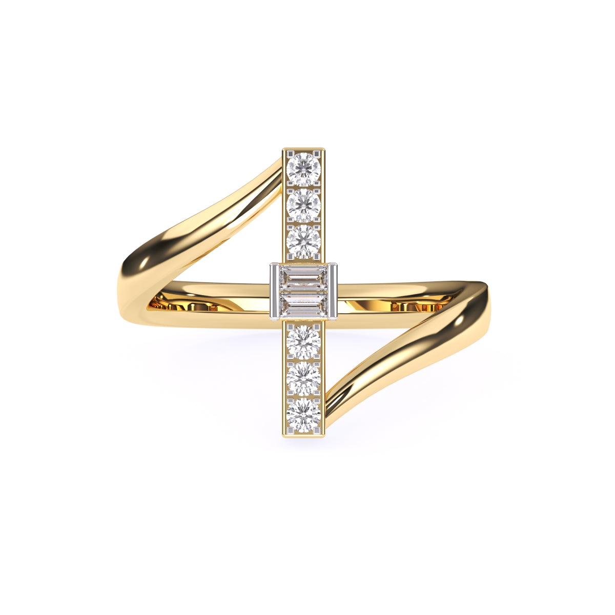 Tiny Baguette Diamond Bar Ring Gift For Daughter