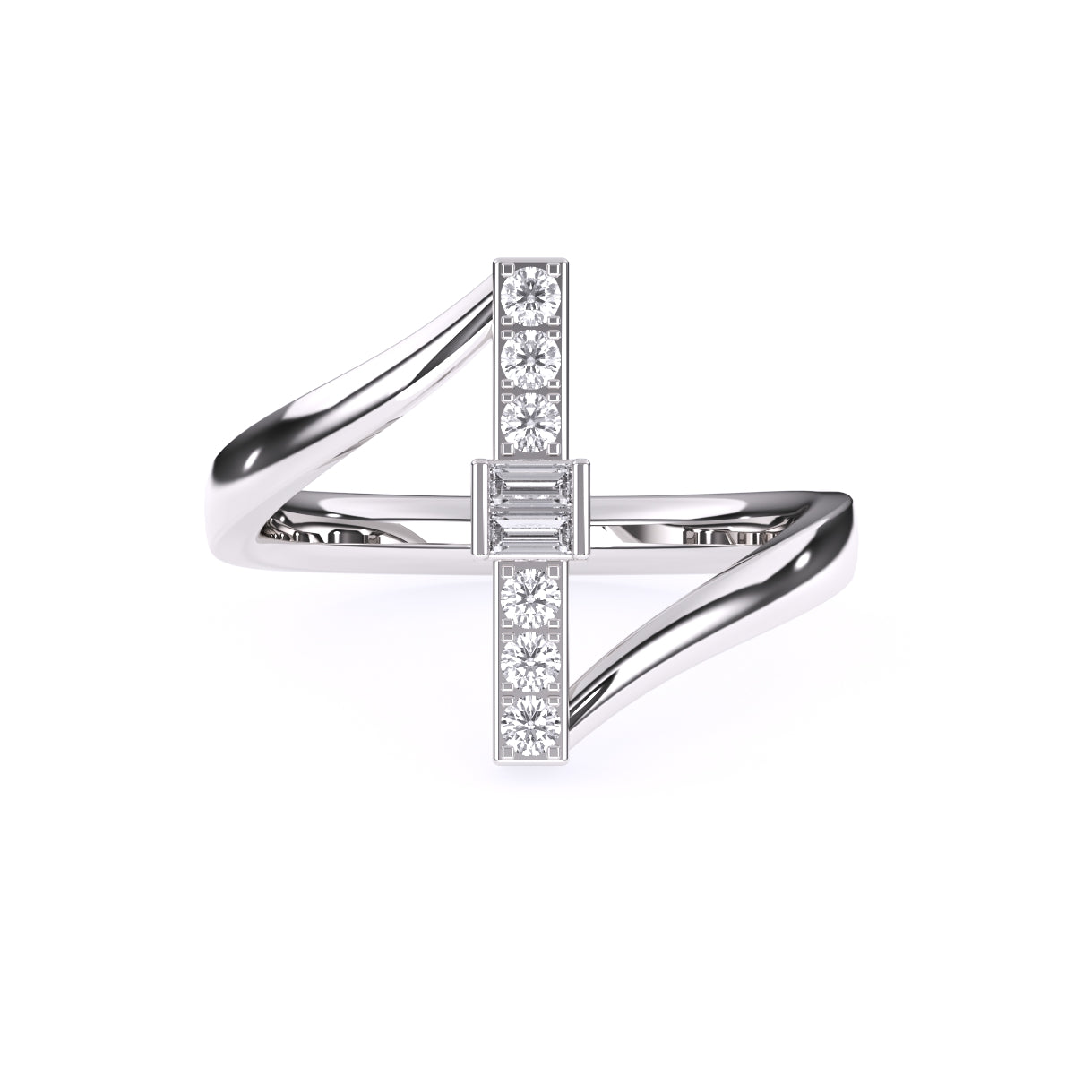 Tiny Baguette Diamond Bar Ring Gift For Daughter