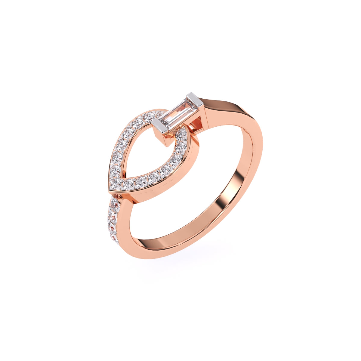 Lavish Leaf Style Lab Grown Diamond Rose Gold Ring