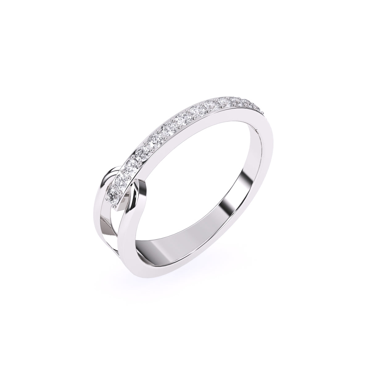 Shimmering Round Diamond Channel Set Dainty Band