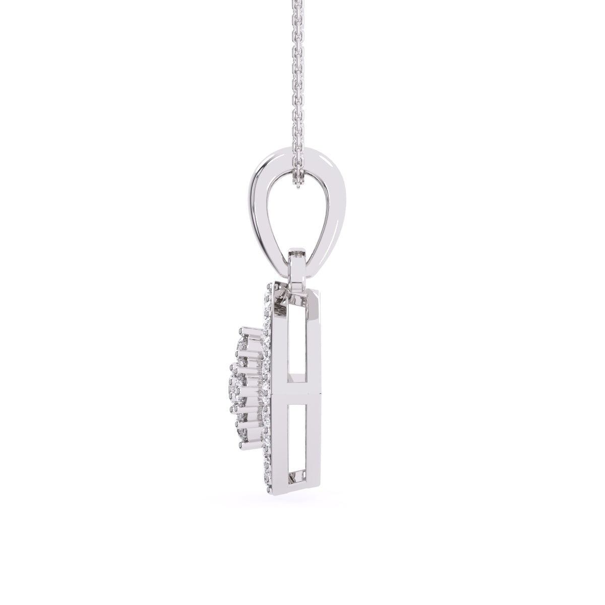 Simple Cushion Style Inlay Diamond Women's Pendant