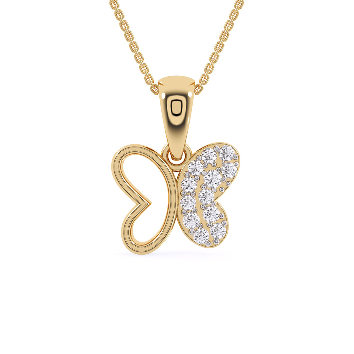 Rose Gold Butterfly Pendant With Diamonds