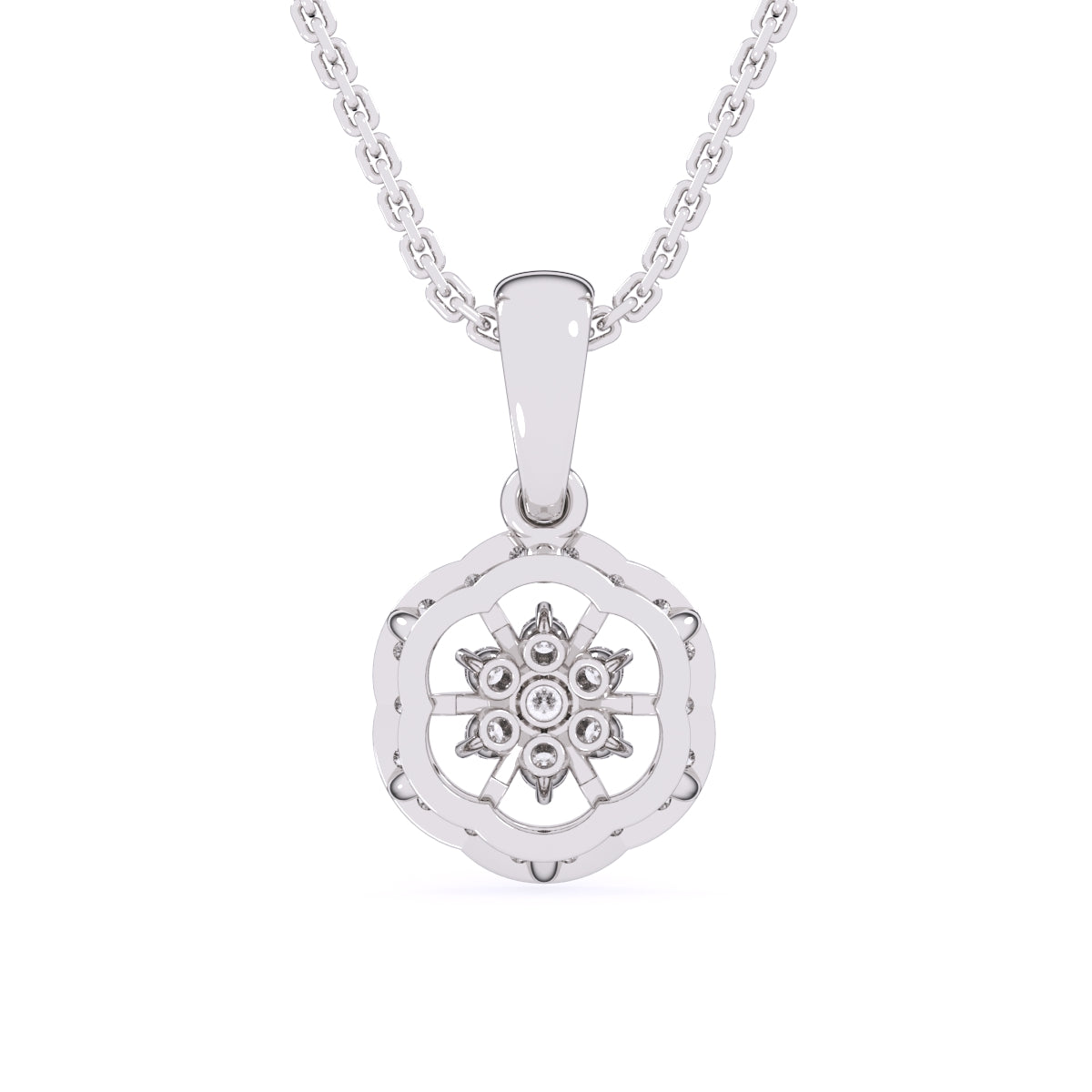 Floral Style Round Diamond Delicate Pendant