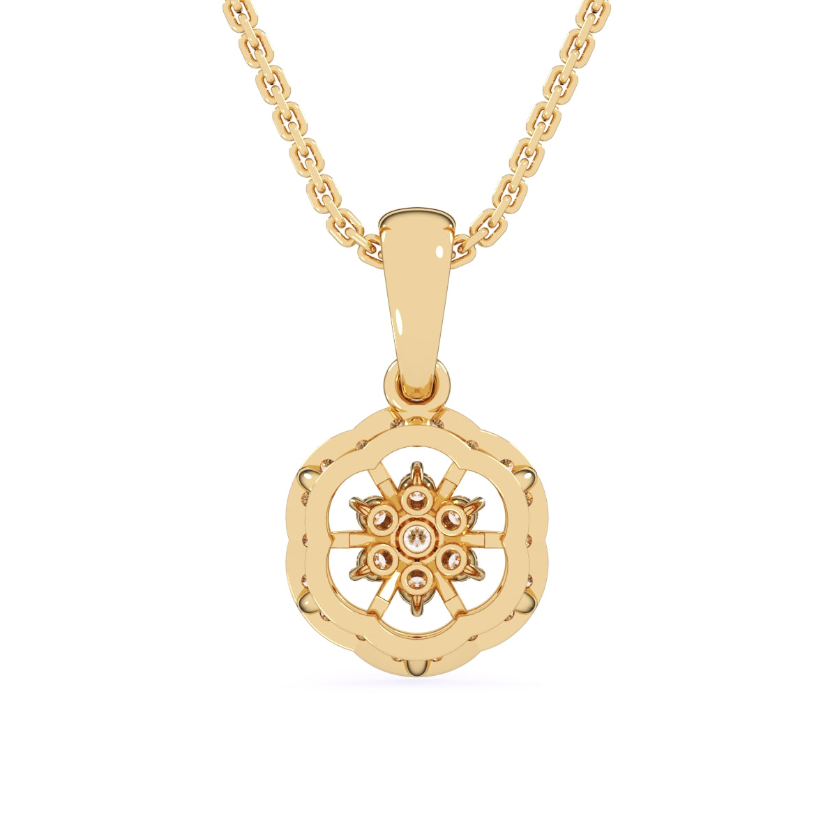 Floral Style Round Diamond Delicate Pendant