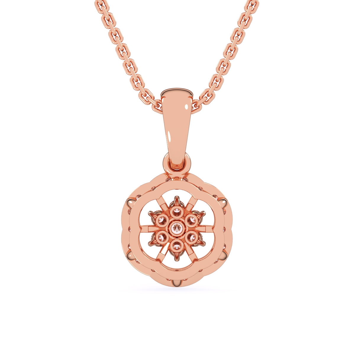 Floral Style Round Diamond Delicate Pendant