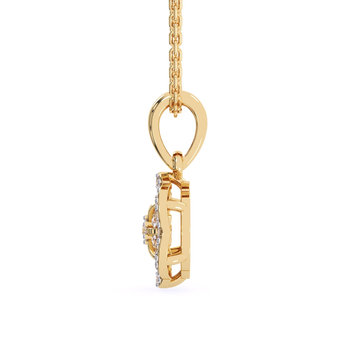 Floral Style Round Diamond Delicate Pendant