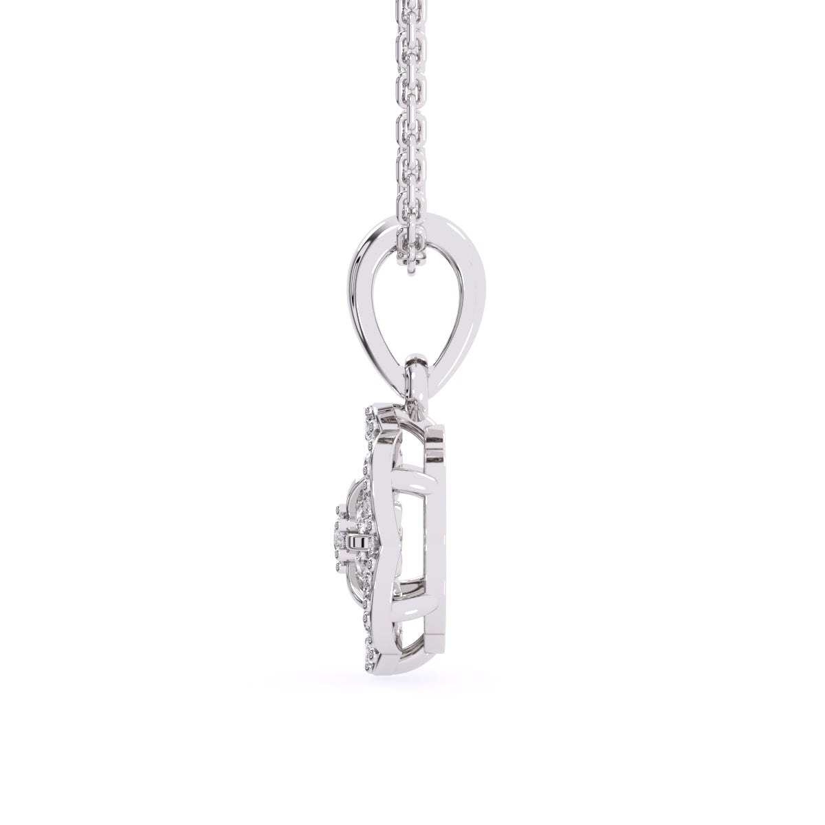 Floral Style Round Diamond Delicate Pendant