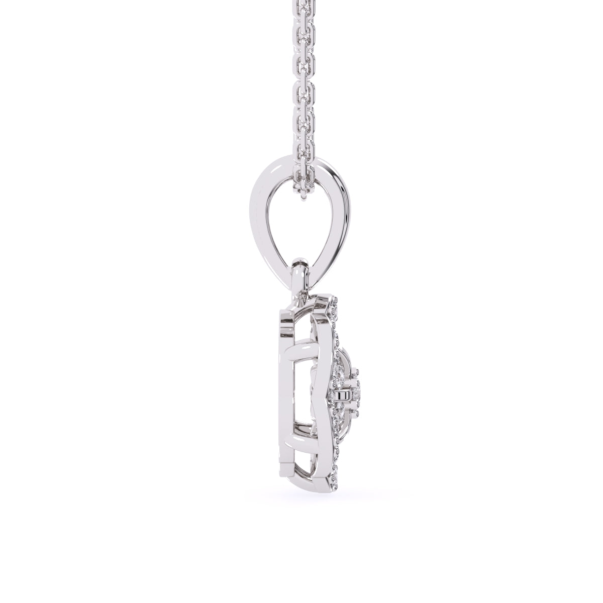 Floral Style Round Diamond Delicate Pendant