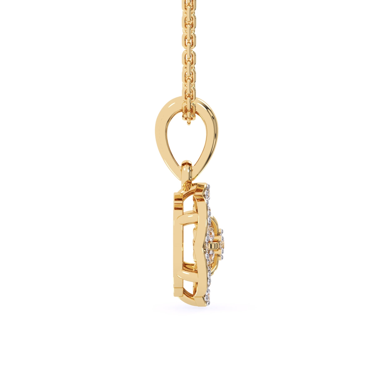 Floral Style Round Diamond Delicate Pendant