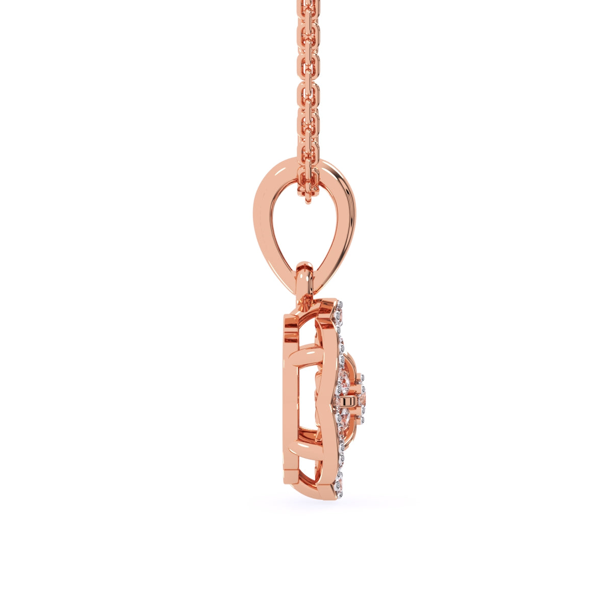 Floral Style Round Diamond Delicate Pendant