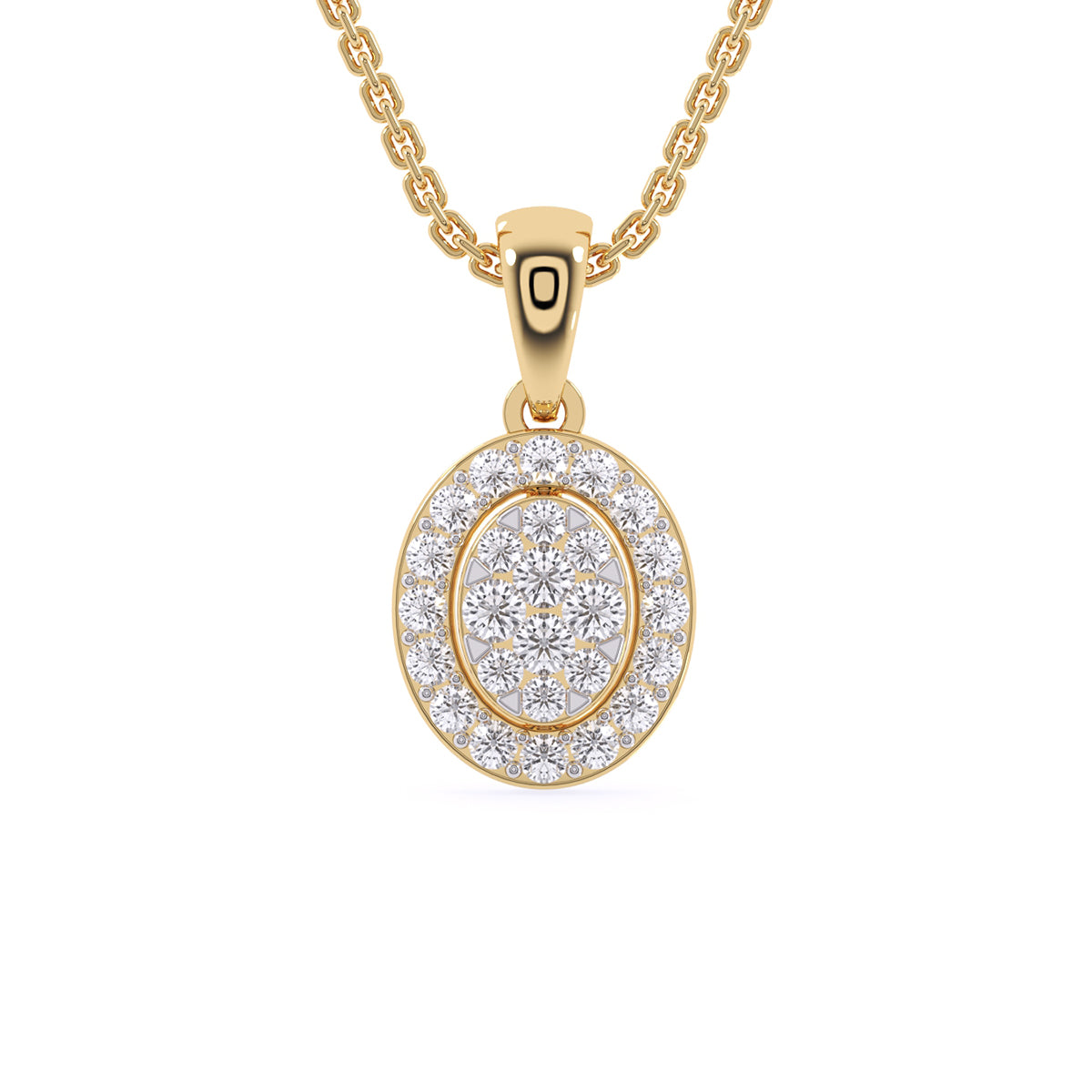 Lab Grown Diamond Cluster Oval Shaped Pendant