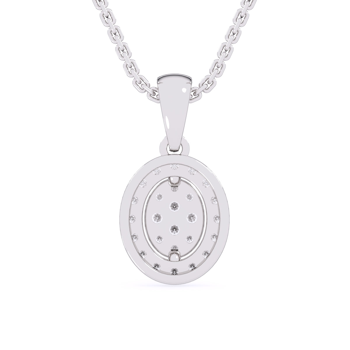 Lab Grown Diamond Cluster Oval Shaped Pendant