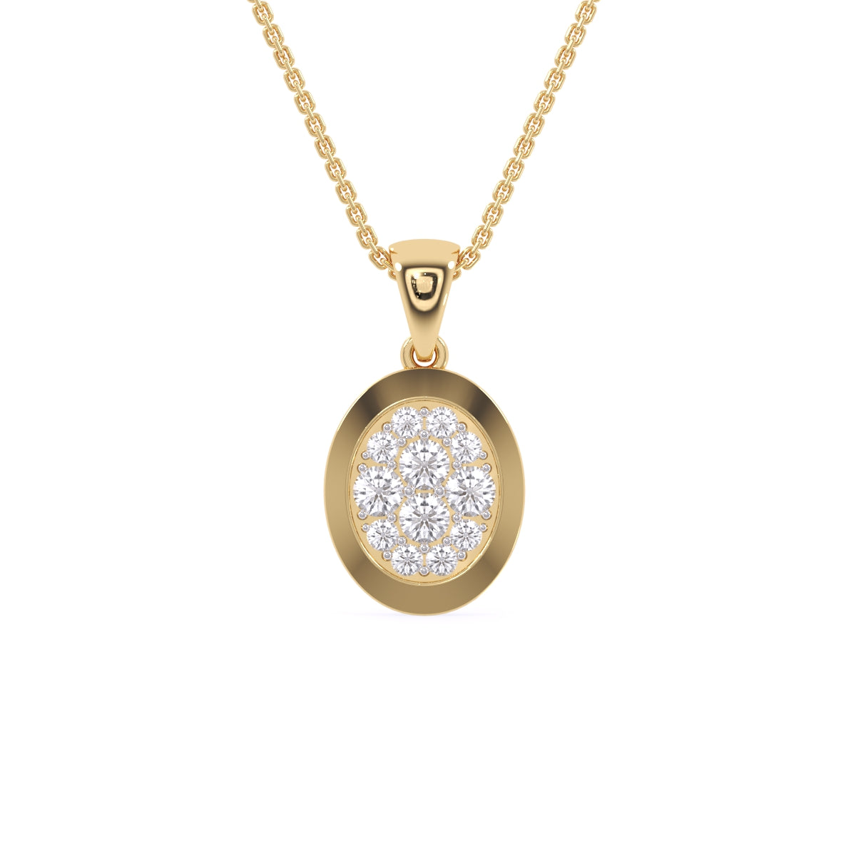 Gleaming Bezel Oval Diamond Pendant