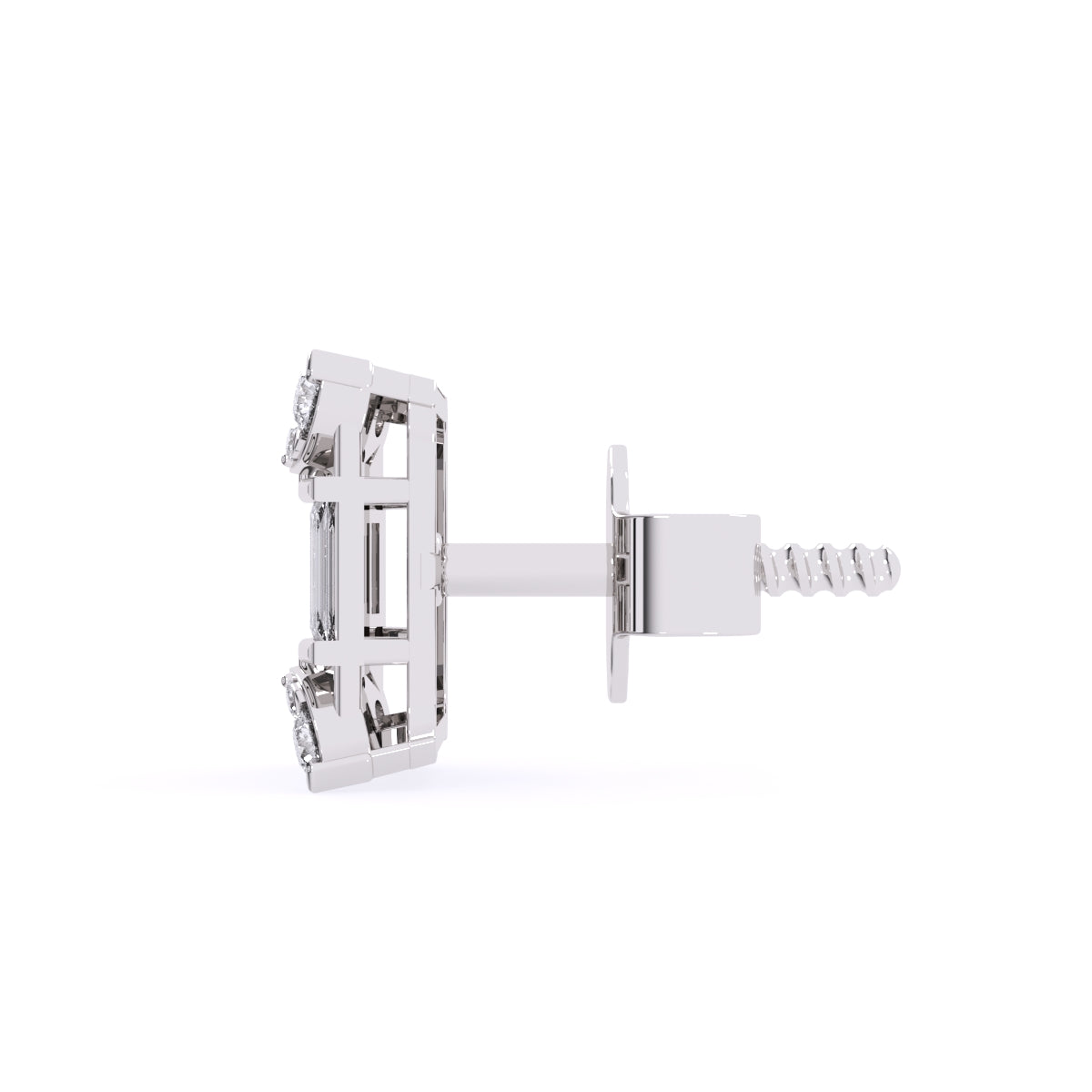 Tiny Baguette & Round Diamond Studs