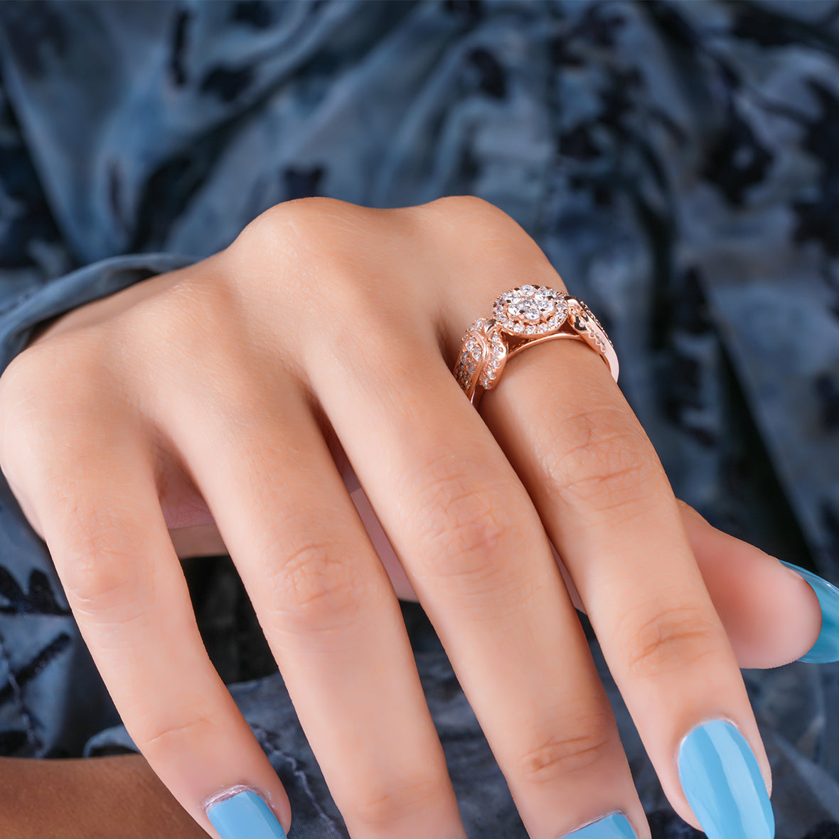 Round Accents Halo Lab Grown Diamond Ring