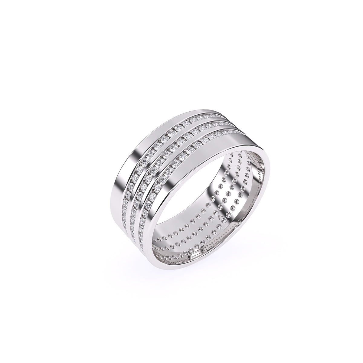 Vintage Three Row Diamond Couple Band