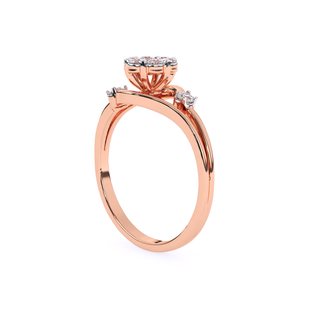 Round Diamond Ladies Fancy Cluster Flower Engagement Ring