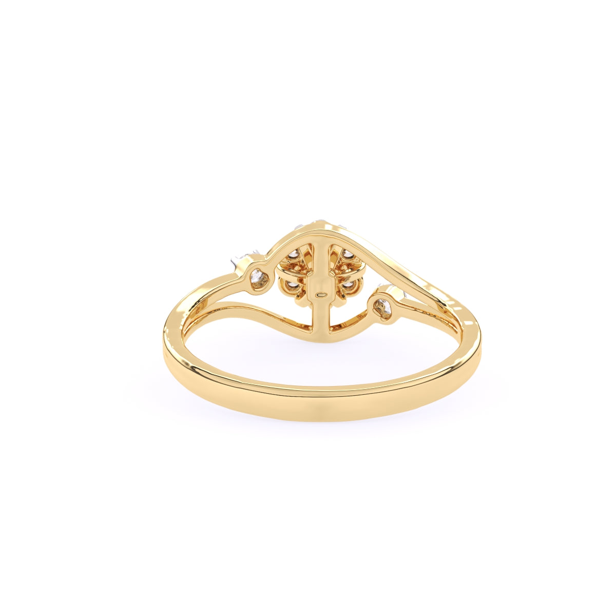 Round Diamond Ladies Fancy Cluster Flower Engagement Ring