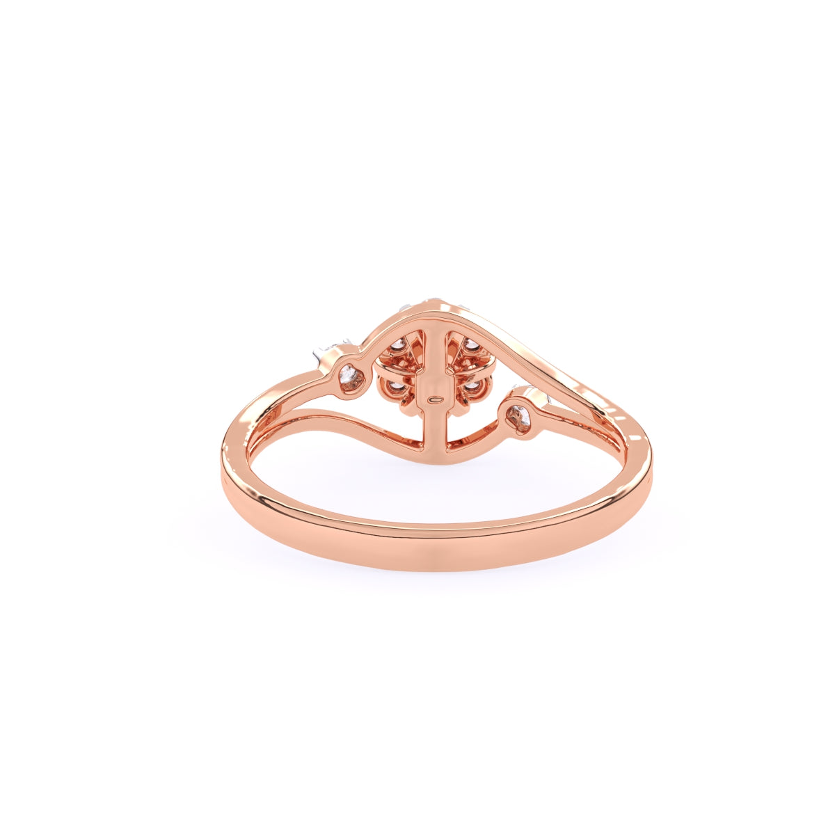 Round Diamond Ladies Fancy Cluster Flower Engagement Ring