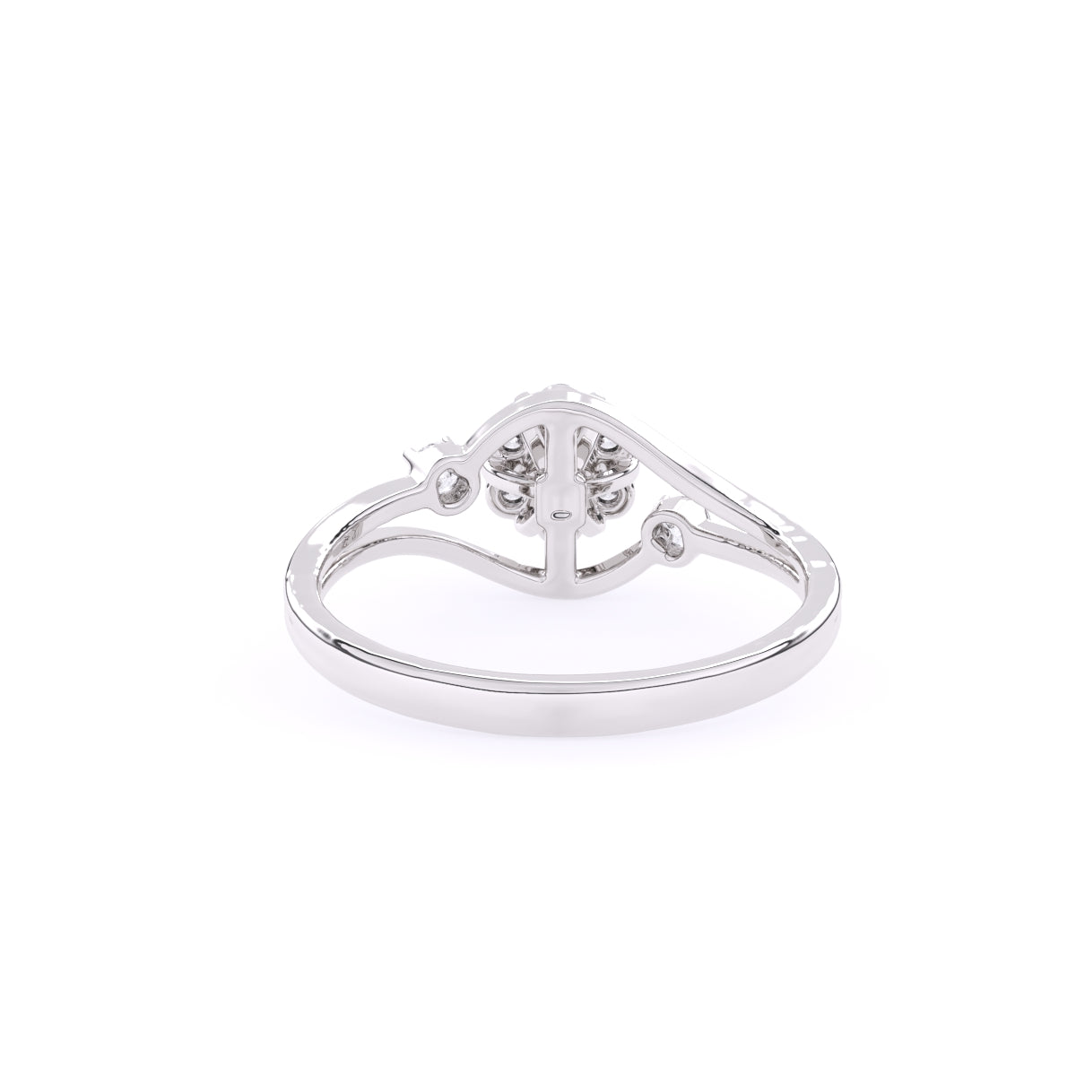 Round Diamond Ladies Fancy Cluster Flower Engagement Ring