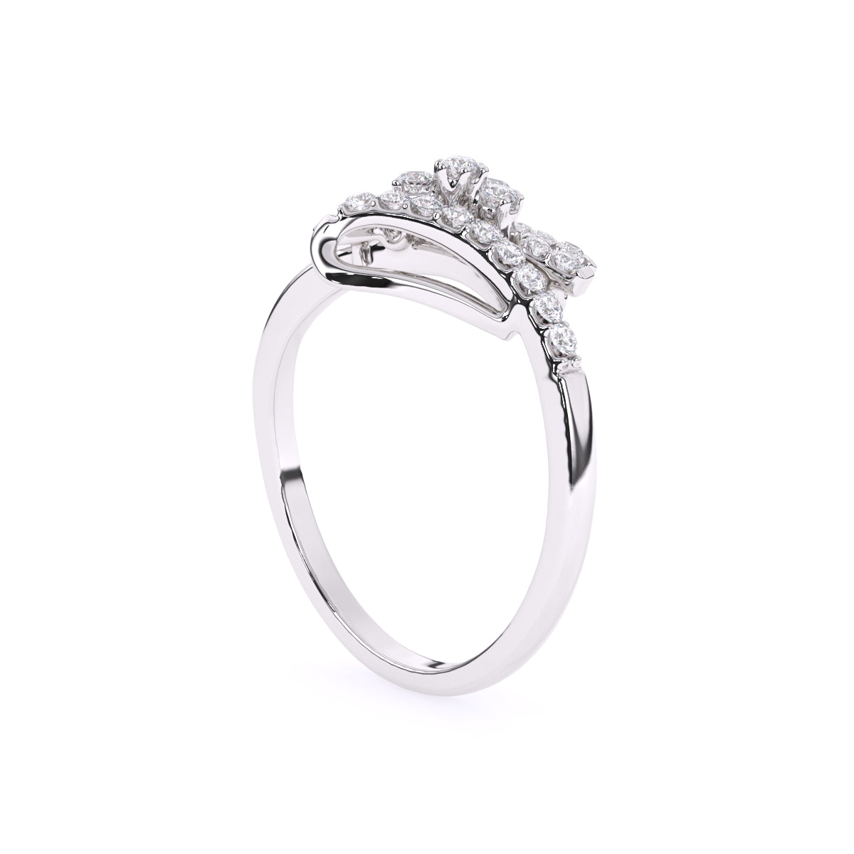 Unique Half Flower Classic Diamond Engagement Ring