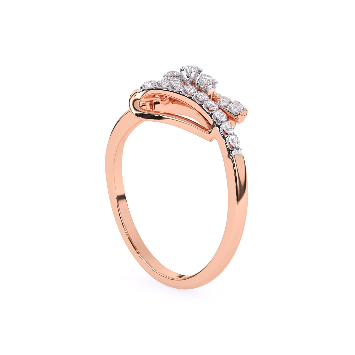 Unique Half Flower Classic Diamond Engagement Ring