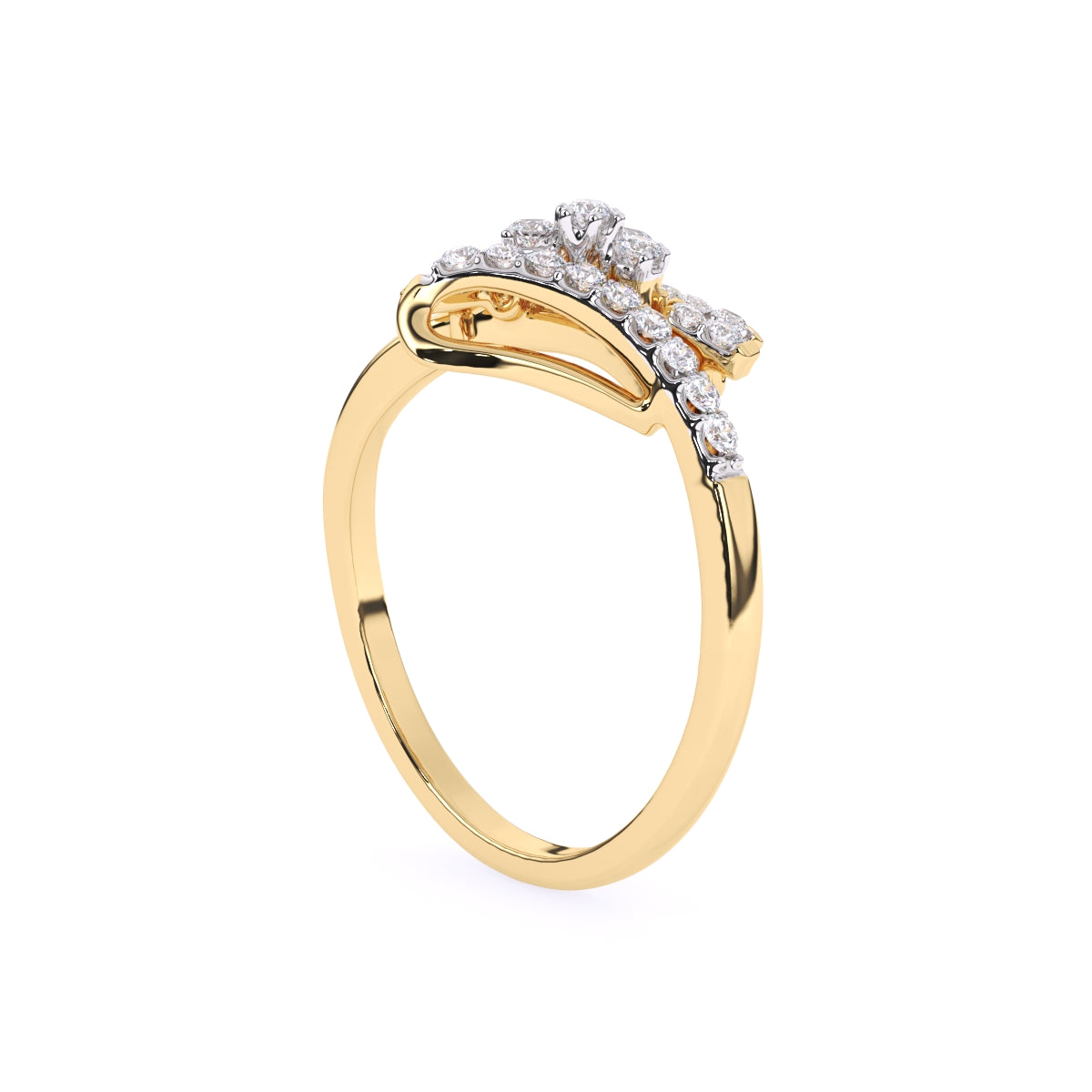 Unique Half Flower Classic Diamond Engagement Ring