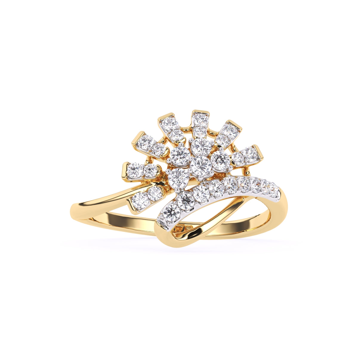 Unique Half Flower Classic Diamond Engagement Ring