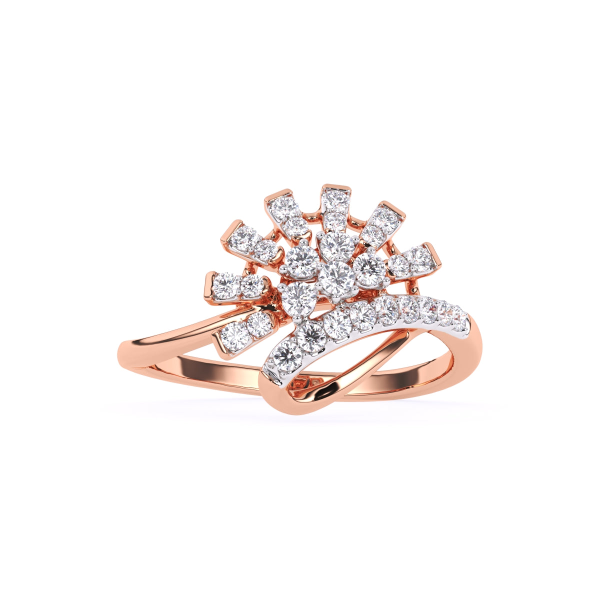 Unique Half Flower Classic Diamond Engagement Ring