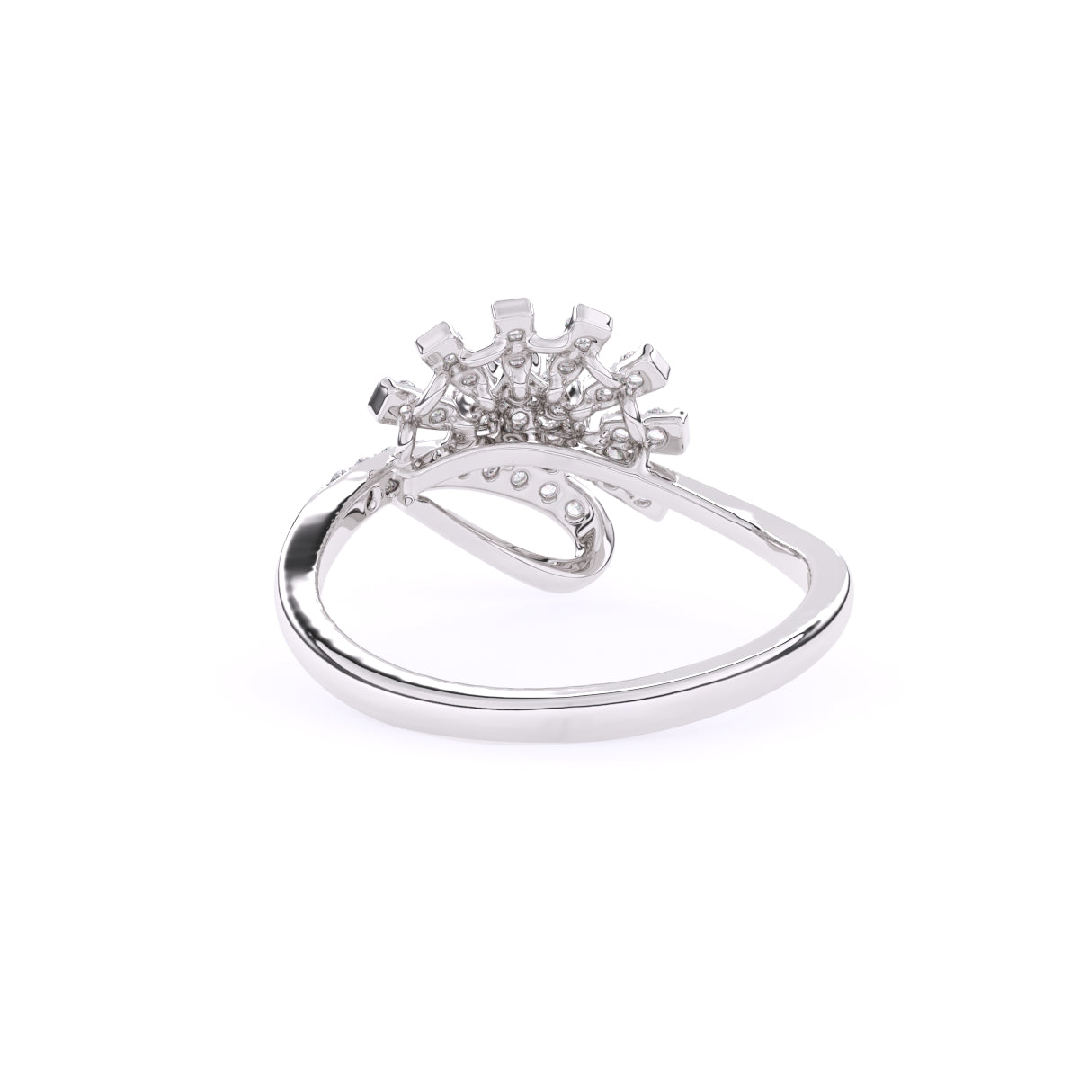 Unique Half Flower Classic Diamond Engagement Ring