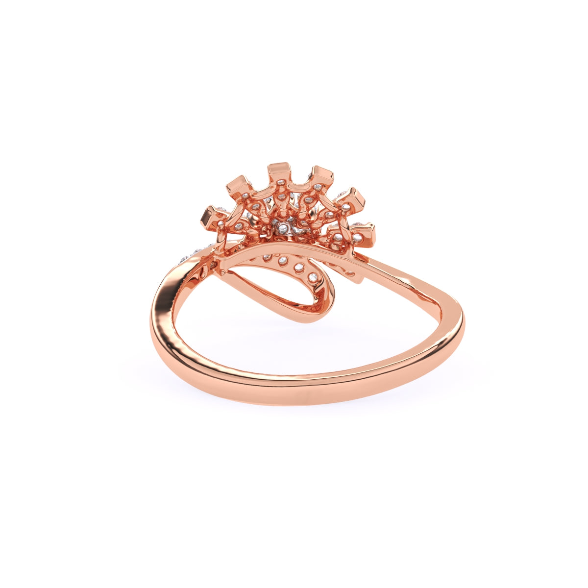 Unique Half Flower Classic Diamond Engagement Ring