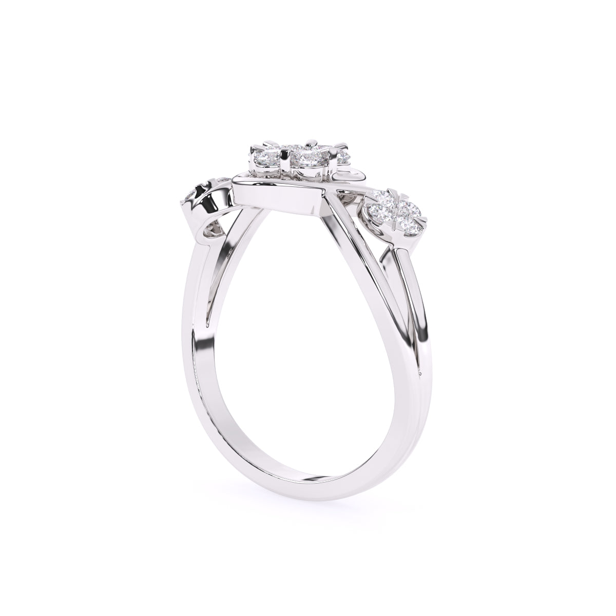 Round Bypass style Lab Grown Diamond Engagement Ring