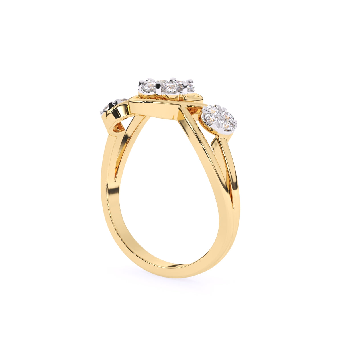 Round Bypass style Lab Grown Diamond Engagement Ring