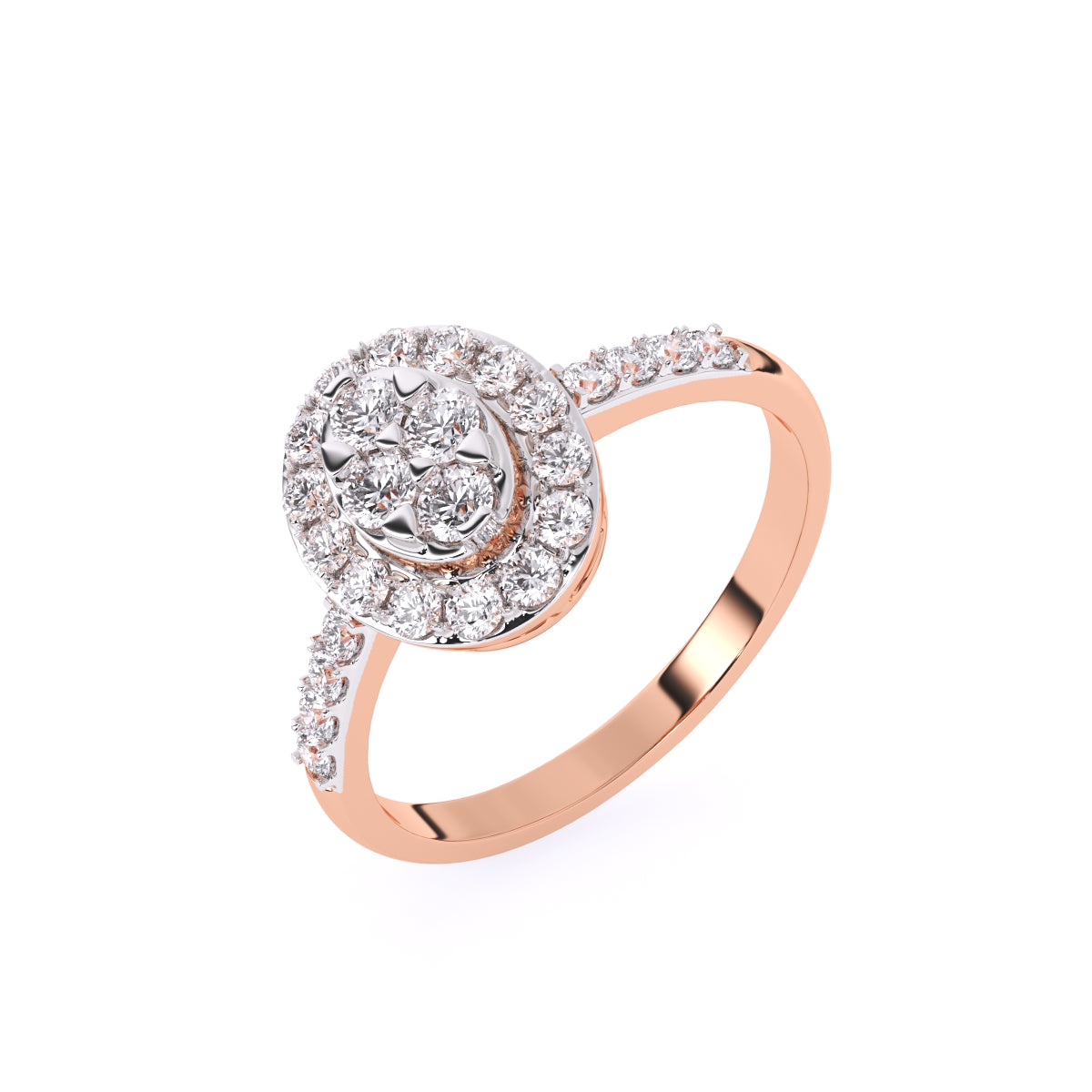 Oval Lab Grown Diamond Halo Rose Gold Engagement Ring