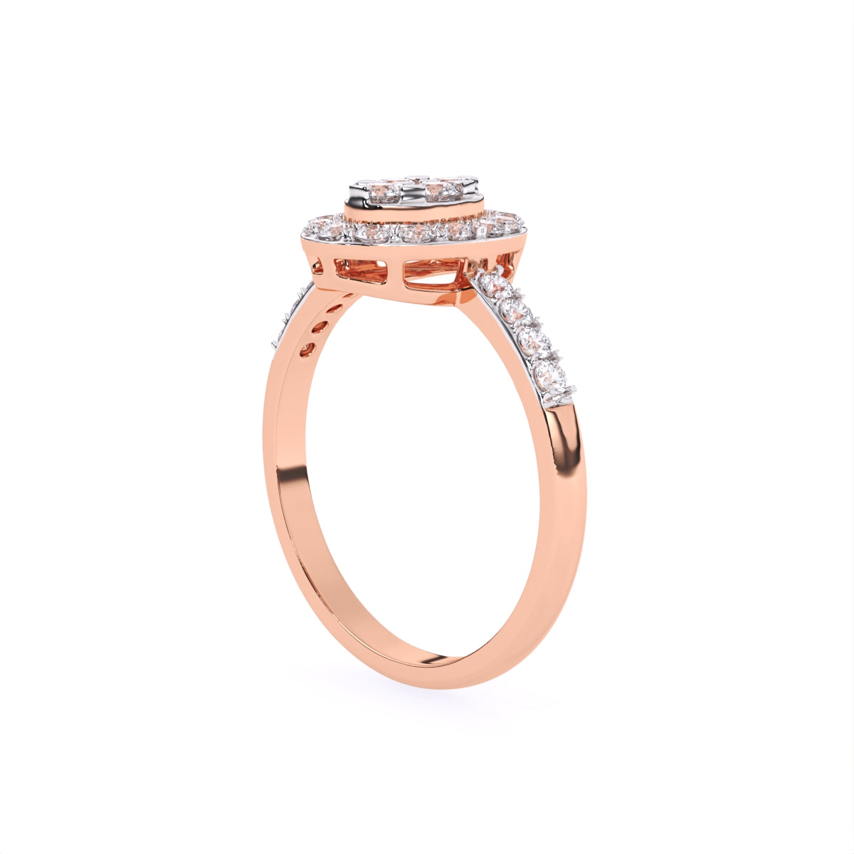 Oval Lab Grown Diamond Halo Rose Gold Engagement Ring