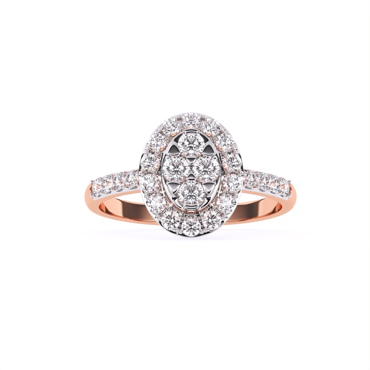Oval Lab Grown Diamond Halo Rose Gold Engagement Ring